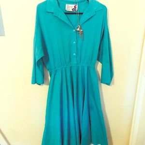 Vintage Teal Shirt Dress